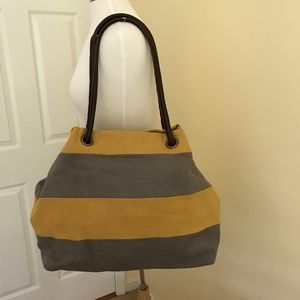 Large Striped Linen Tote